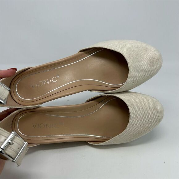 Vionic Women's White Ankle Strap Espadrille Wedge Sandals Size 9 Summer Boho - Picture 12 of 14